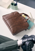 Brown leather business briefcase for men